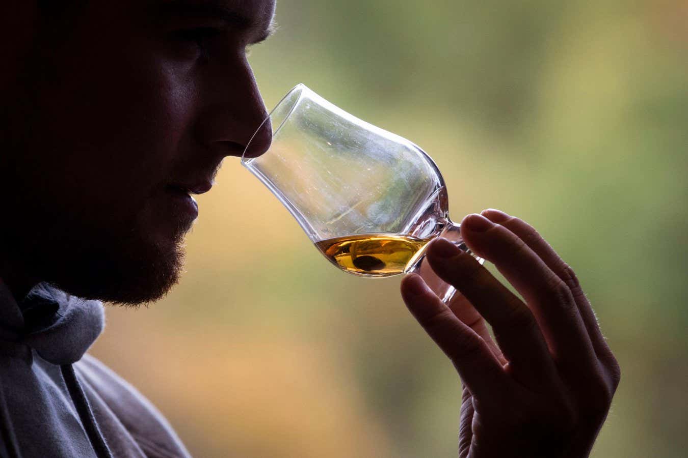 A man testing a dram of 12-year-old Highland single malt whisky